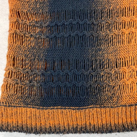 ZARIA Womens S Wool Blend Orange Black Ombre Knit Short Sleeve Oversized Sweater - Picture 5 of 11